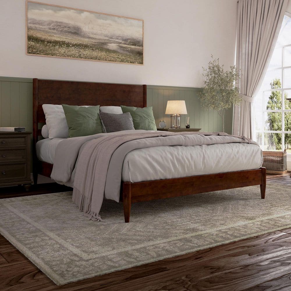 AFI Pasadena Walnut Brown Solid Wood Frame Queen Low Profile