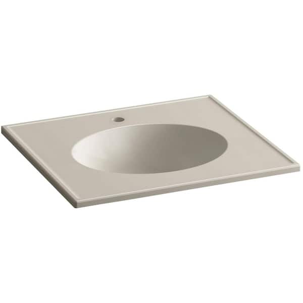 KOHLER Ceramic/Impressions 25 in. Single Faucet Hole Vitreous China Vanity Top with Basin in Sandbar Impressions