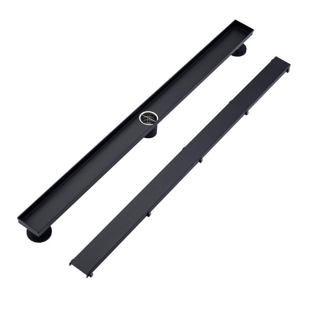36 in. Long Rectangular Stainless Steel Linear Shower Drain in Matte Black