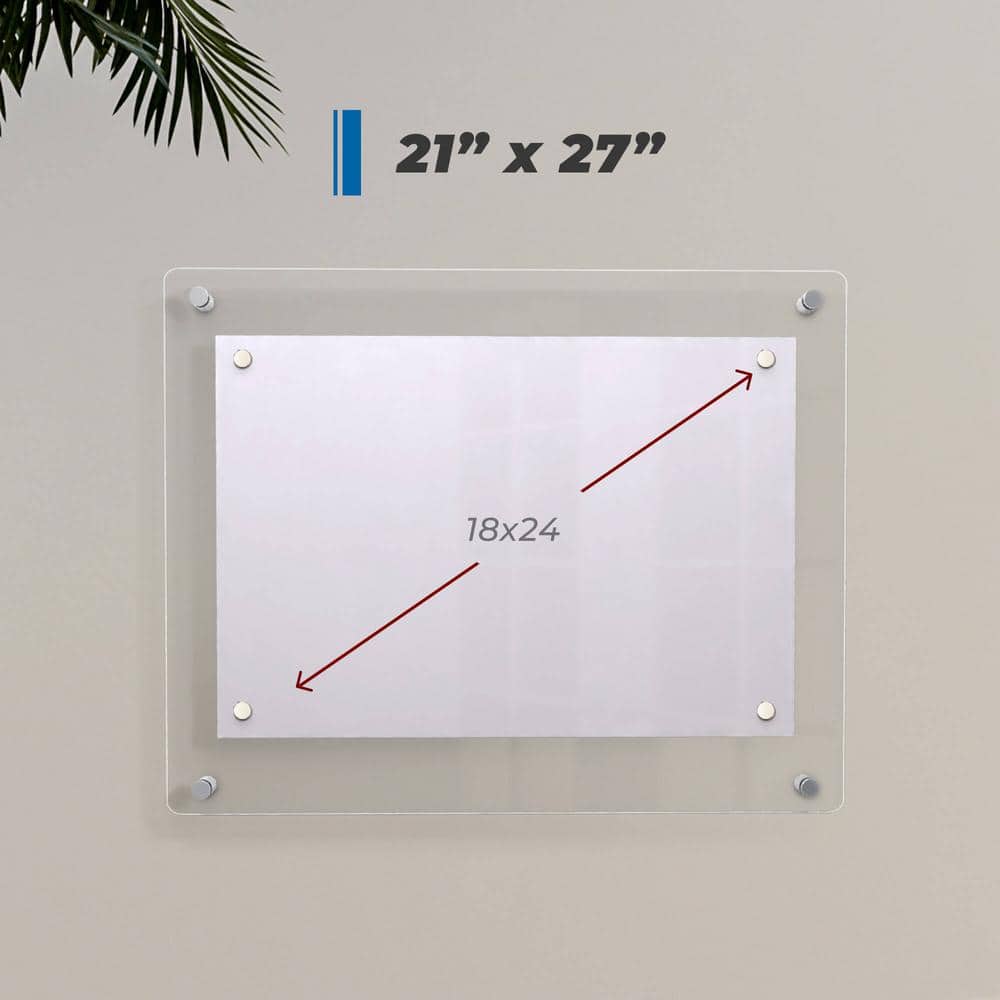 21x27 Clear Acrylic Floating Picture Frame with Chrome Mounts