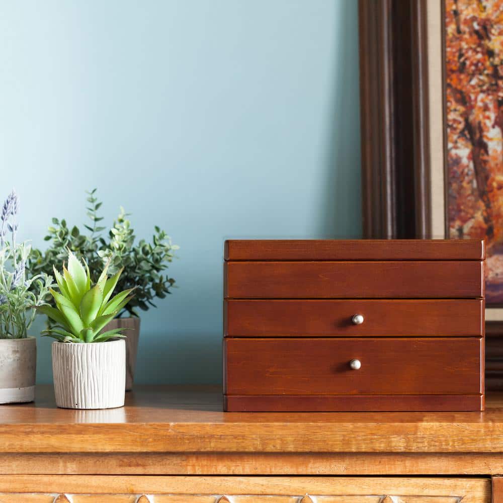 Brisbane Walnut Wooden Jewelry Box with Suede Lining