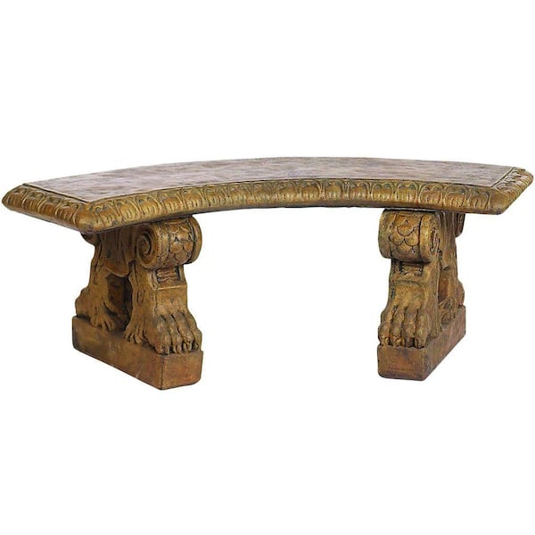 Athens Stonecasting Large Curved Bench with Claw Legs