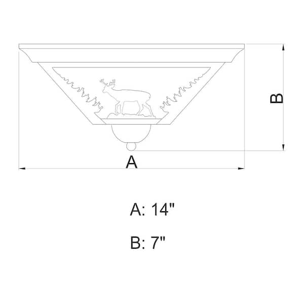 Bryce 14 in. W Bronze Rustic Deer Flush Mount Ceiling Light Fixture