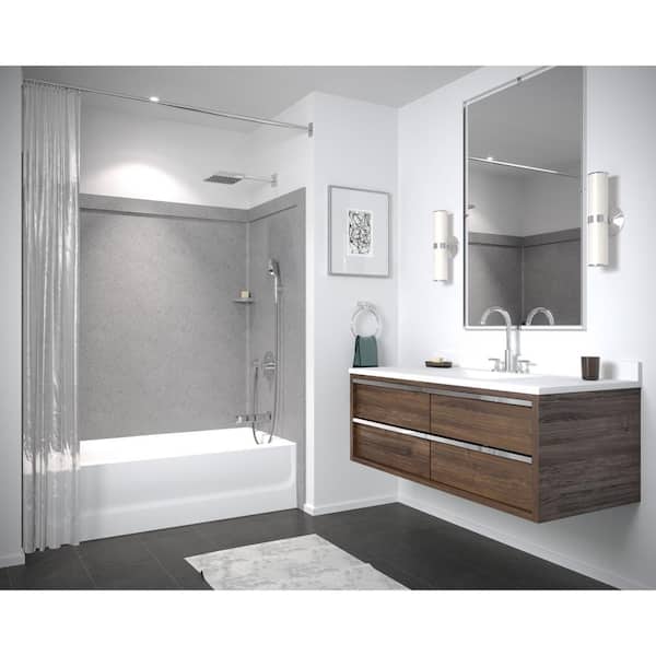 60 in. Fiberglass Left Drain Rectangular Alcove Bathtub in White