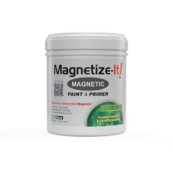 MAGNETIZE-IT! Magnetic PAINT and PRIMER (Water Based) - ECO TITAN Extra Strong and Sustainable, All-Purpose Interior 1L, Black