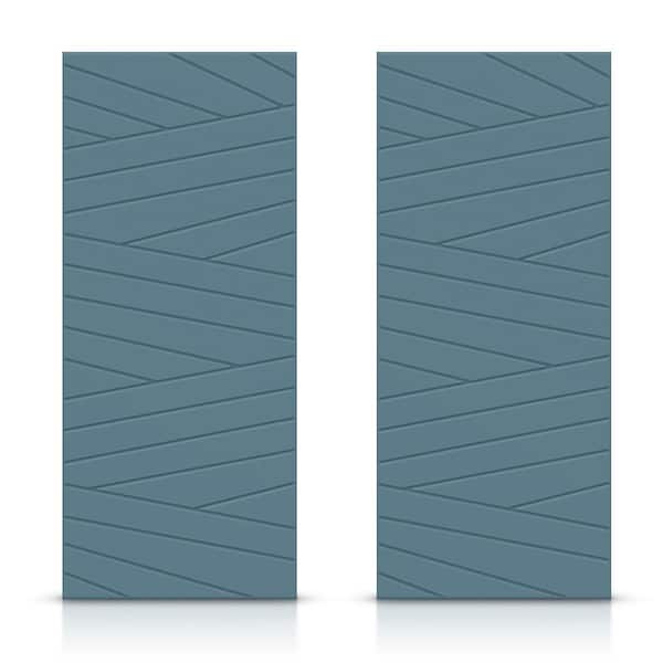 CALHOME 48 in. x 80 in. Hollow Core Dignity Blue Painted Composite MDF Interior Double Closet Sliding Doors