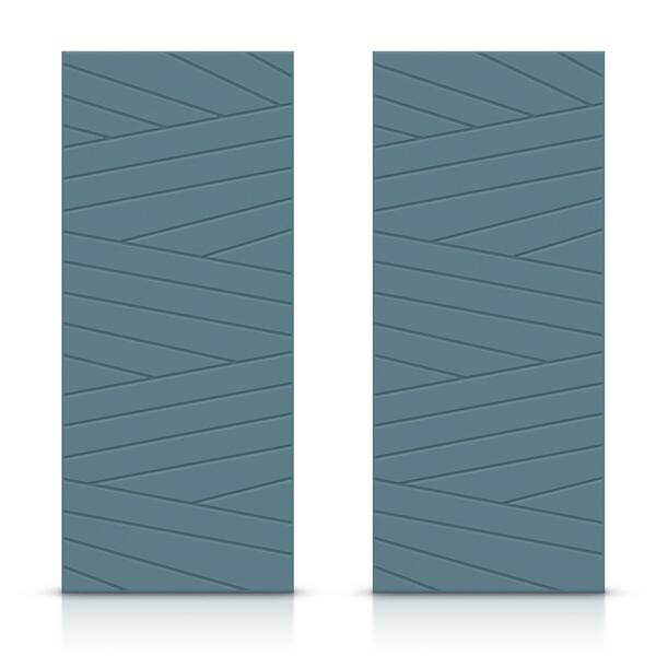 CALHOME 48 in. x 84 in. Hollow Core Dignity Blue Painted Composite MDF Interior Double Closet Sliding Doors