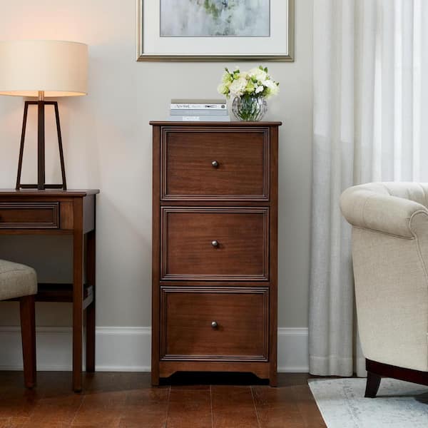 Bradstone 3 Drawer Walnut Brown Wood File Cabinet