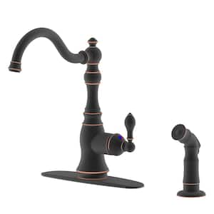Single Handle Standard Kitchen Faucet with Side Spray in Oil Rubbed Brushed
