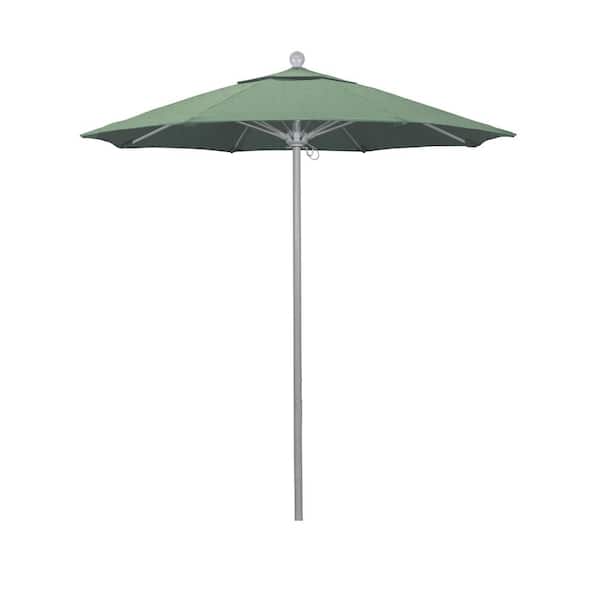 California Umbrella 7.5 ft. Gray Woodgrain Aluminum Commercial Market Patio Umbrella Fiberglass Ribs and Push Lift in Spa Pacifica