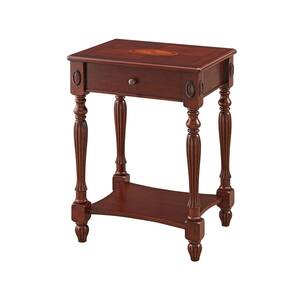 15.75 in. W Cherry Wood Veneer 27.56 in. H Square End Table With Drawer