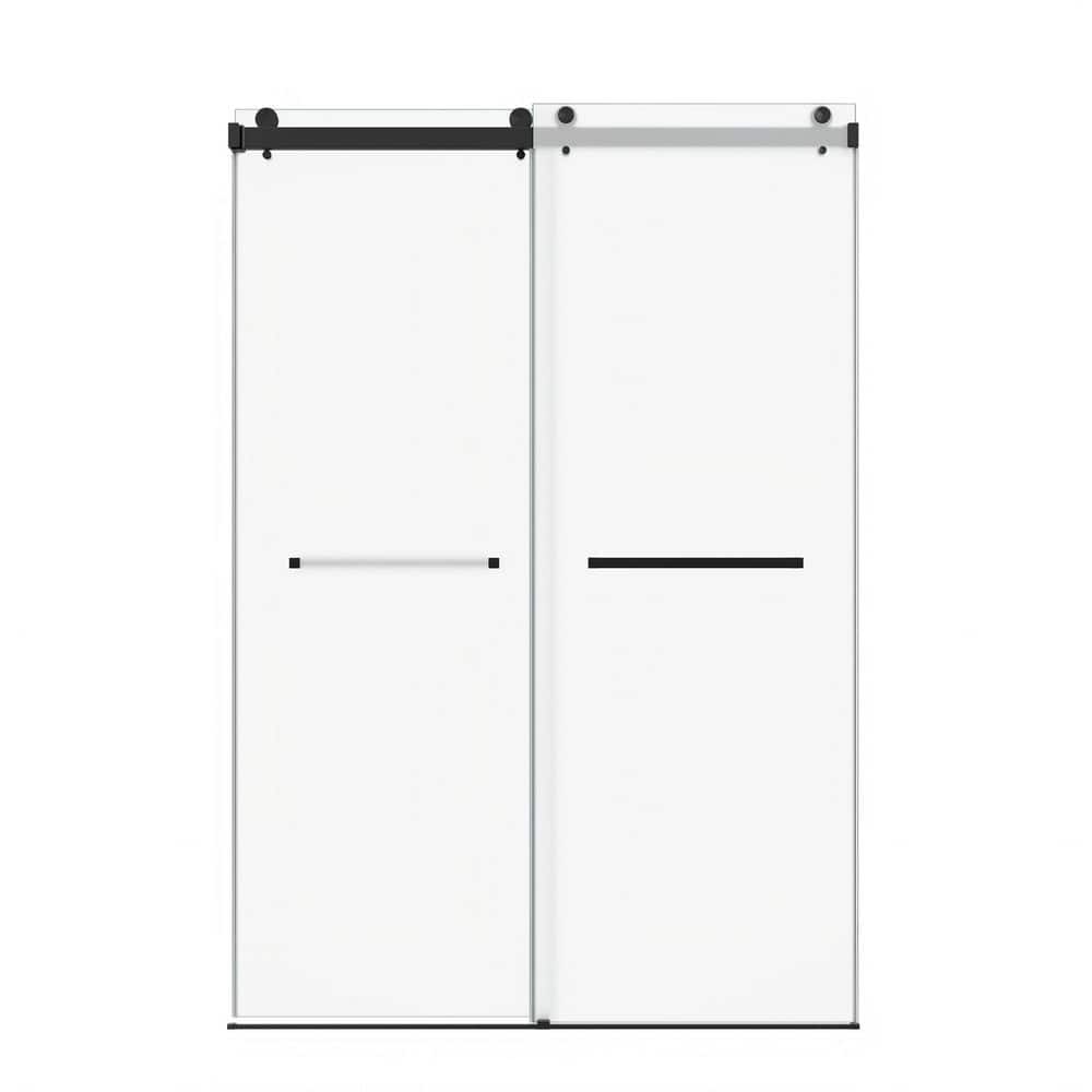 56-61 in. W X 76 in. H Frameless Double Sliding Shower Door in Matte Black with Frosted Glass price history on PriceWatchPro
