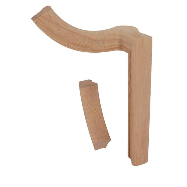 EVERMARK Stair Parts 7060 Unfinished Red Oak 90° Left-Hand 2 Rise Gooseneck Handrail Fitting