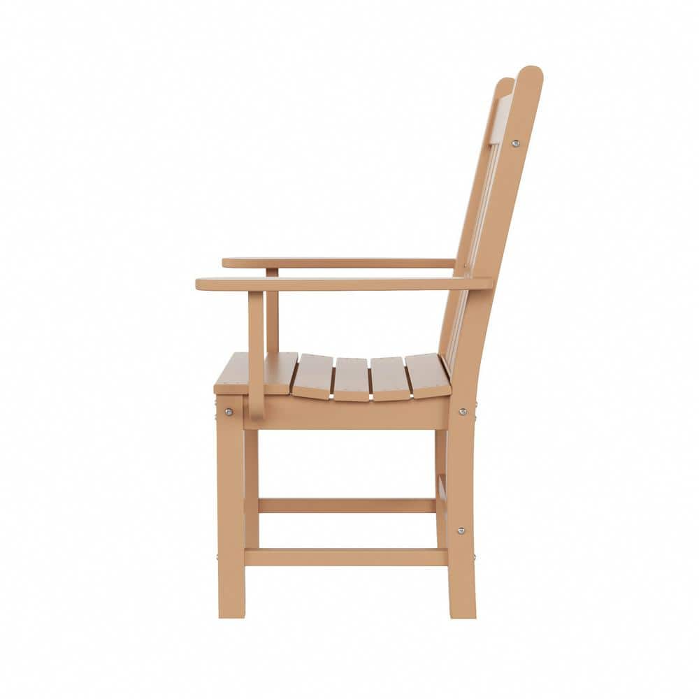 Teak Outdoor Patio Dining Armchair with Contoured Back