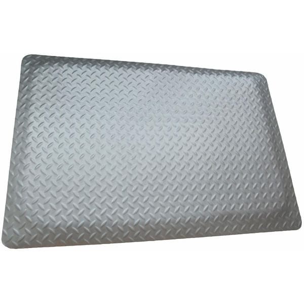 Rhino Anti-Fatigue Mats Diamond Plate Anti-fatigue Mat Gray 2 ft. x 12 ft. x 15/16 in. Commercial Mat