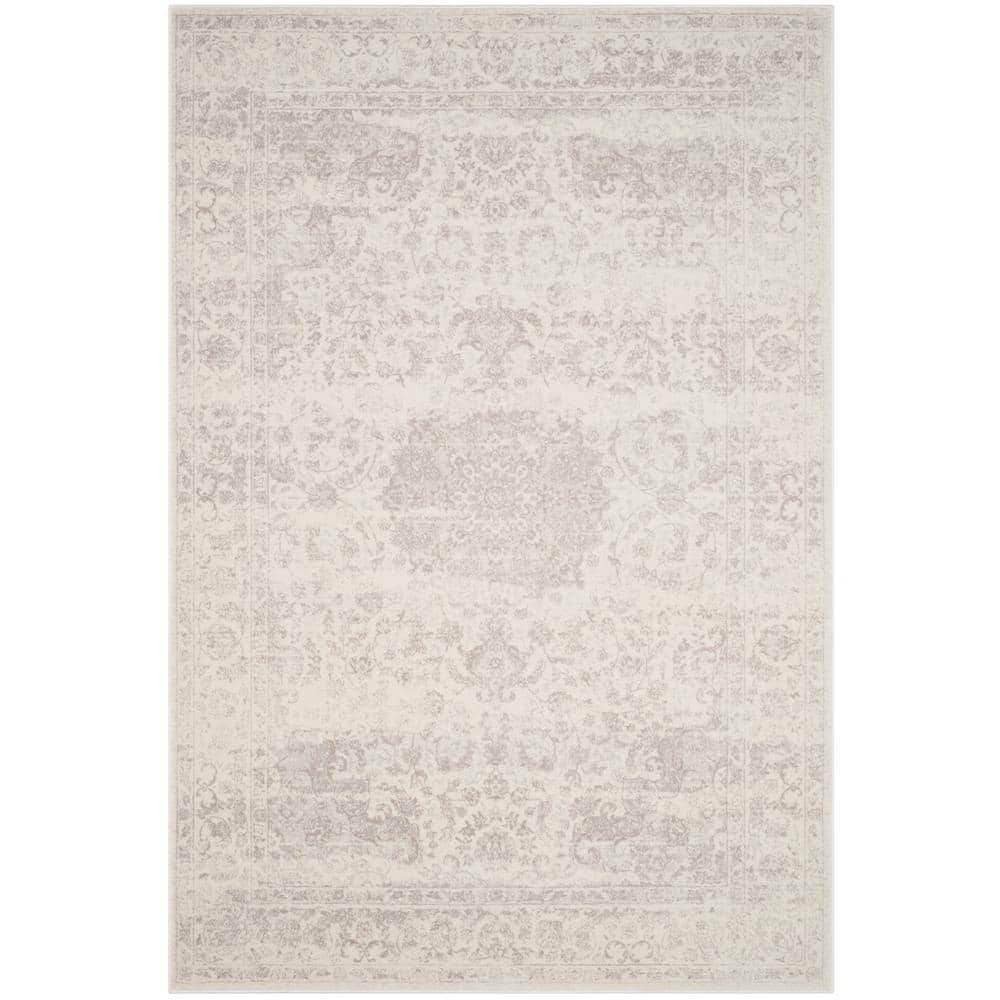 Carnegie Cream and Light Grey Synthetic Rectangular Area Rug