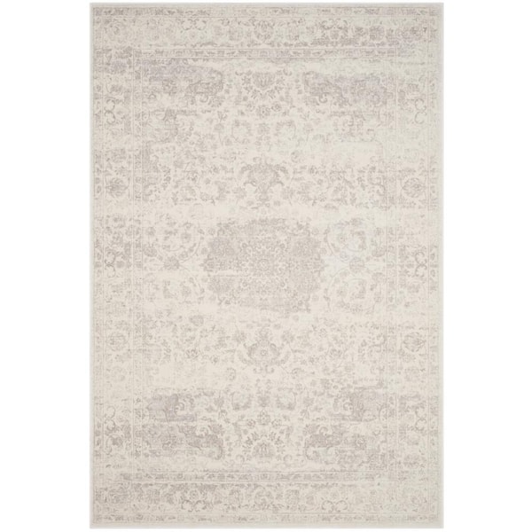 SAFAVIEH Carnegie Cream/Light Gray 7 ft. x 9 ft. Border Distressed Area Rug