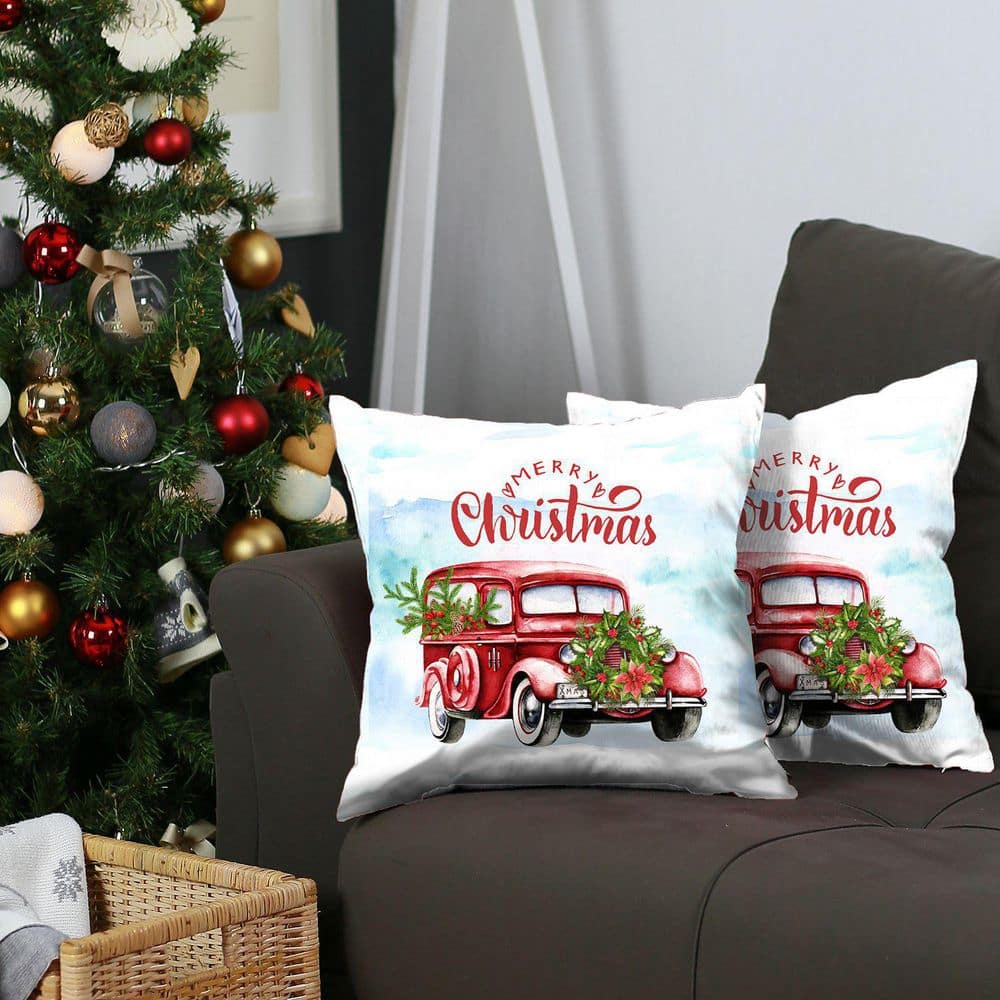 Christmas Pillow Cover Red Truck style 2 Farmhouse Decor Xmas Pillows  Holiday Pillow Covers Christmas Decor Christmas Throw 