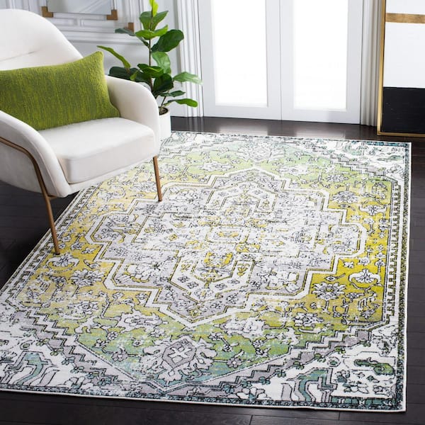 Skyler 5 ft. x 8 ft. Green/Ivory Ornate Overdyed Area Rug