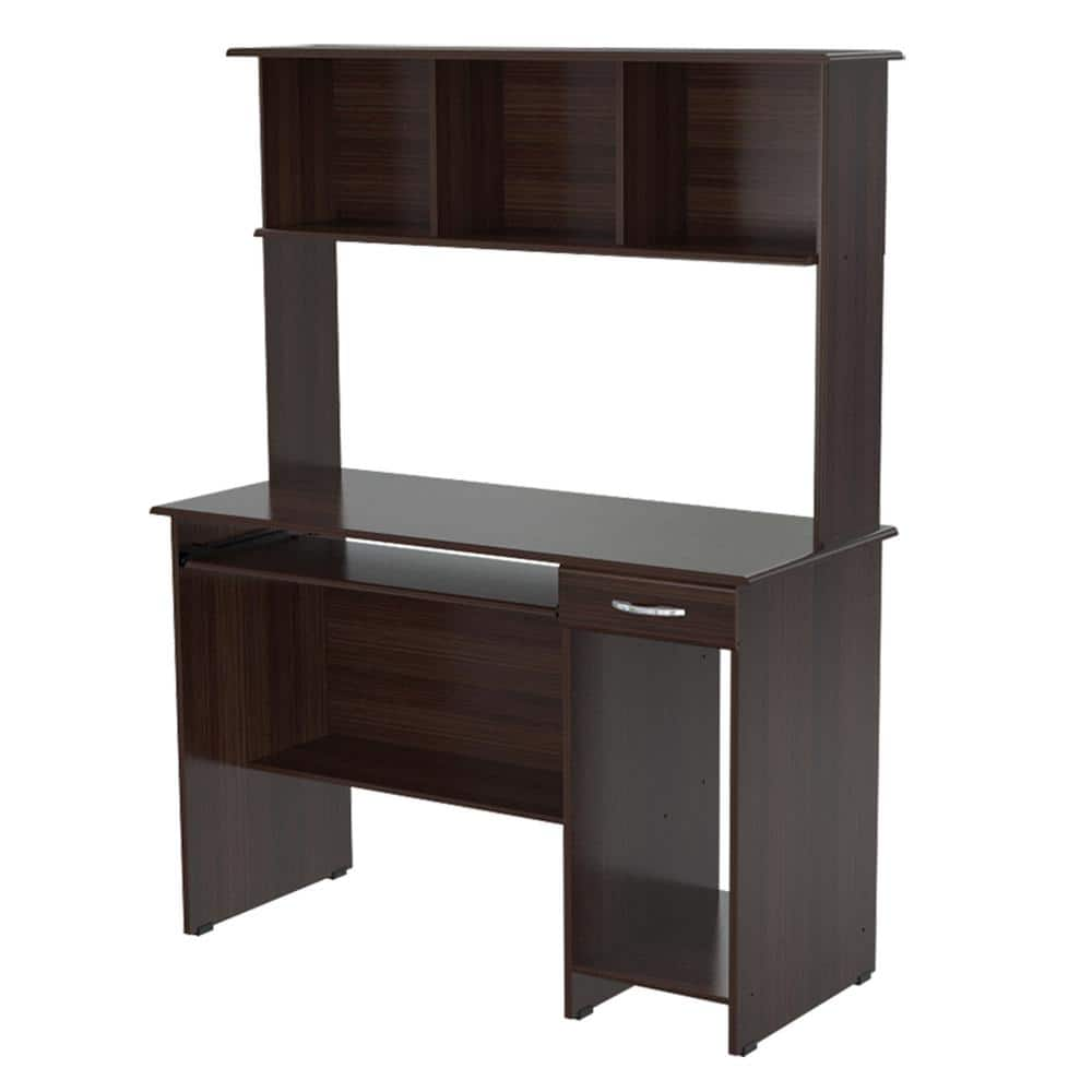 Inval 47.24 in. Espresso Wengue Rectangular 1 -Drawer Computer Desk with  Keyboard Tray CC-2501S - The Home Depot