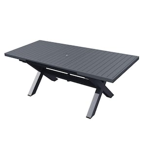 Darkgray Rectangular Aluminum Patio Outdoor Dining Table