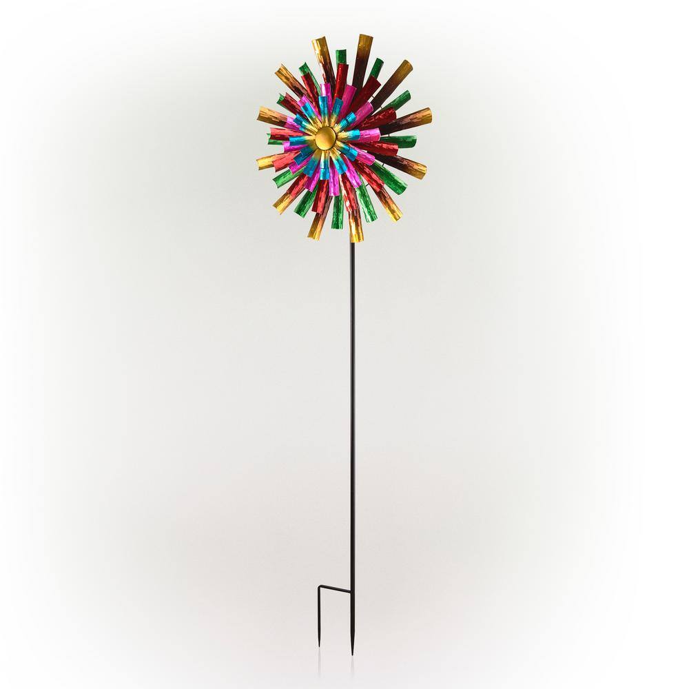 81" Multicolor Iron Prismatic Flower Wind Spinner