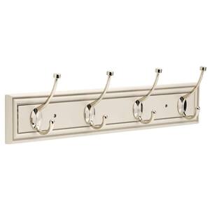 Galena 27 in. Warm Gray and Polished Nickel Pilltop Hook Rack