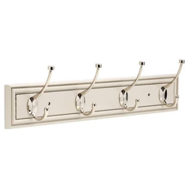 Liberty Galena 27 in. Warm Gray and Polished Nickel Pilltop Hook Rack
