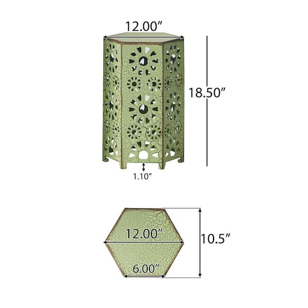 Harper & Bright Designs Hexagonal Prism Green Iron Outdoor Side