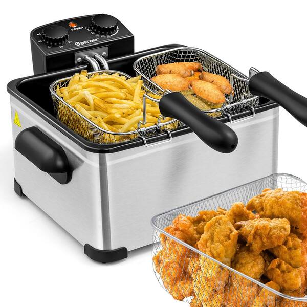 Costway 5.3QT/21-Cup Silver Electric Deep Fryer Stainless Steel 