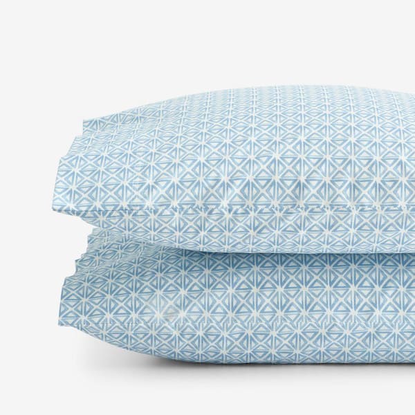 Company Cotton Idril Geo Percale Blue Standard Pillowcase (Set of 2)