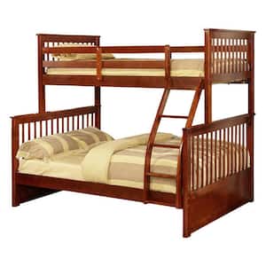 Finish Walnut Material Wood Twin/Full Size Convertible Bunk Bed with Ladder Dimensions: 79 W x 59 L x 73 H