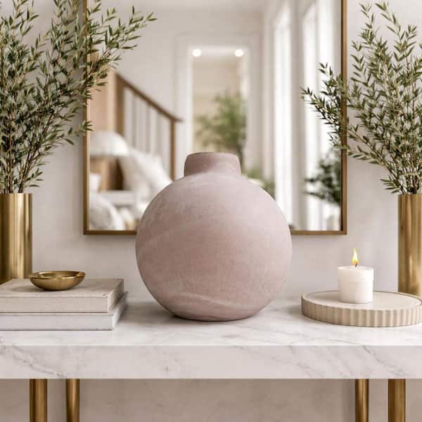 castellousa White Pearl 12 in. Decorative Round Pot Glass Vase CB-DU23-VS-12-WHITE-DUI98