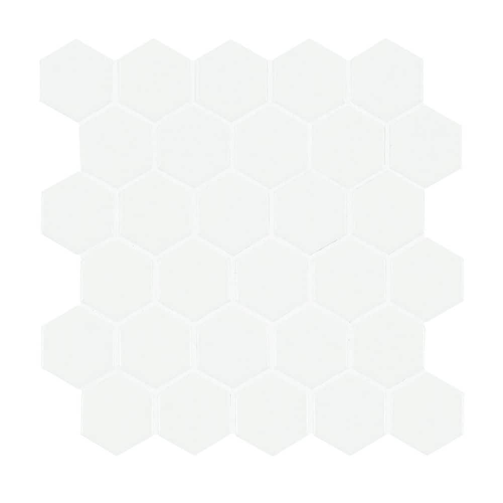 Take Home Tile Sample - White Hexagon 4 in. x 4 in. Matte Porcelain Mesh-Mounted Mosaic Floor and Wall Tile price history on PriceWatchPro