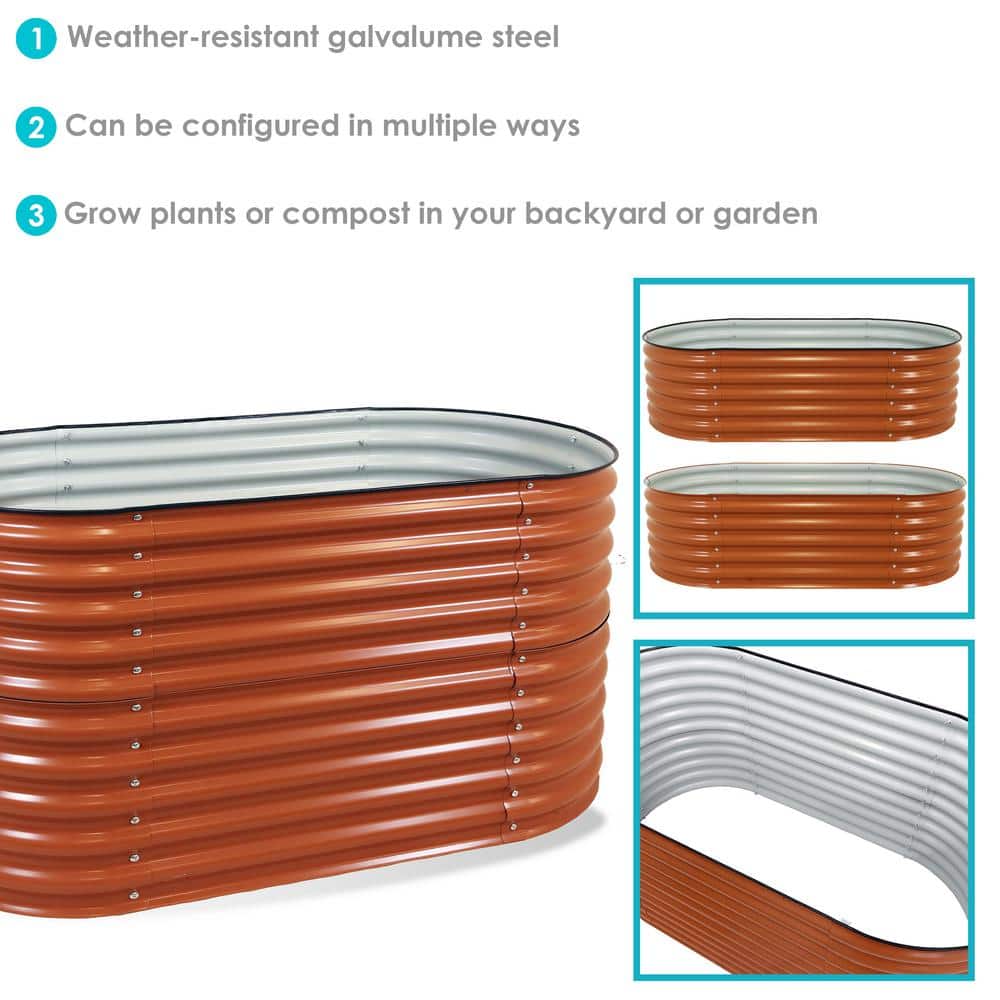 Large Brown Galvalume Steel Raised Garden Bed with Rubber Edge Trim