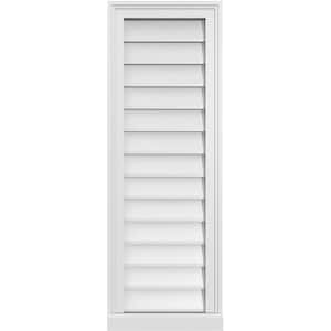 14 in. x 40 in. Vertical Surface Mount PVC Gable Vent: Decorative with Brickmould Sill Frame