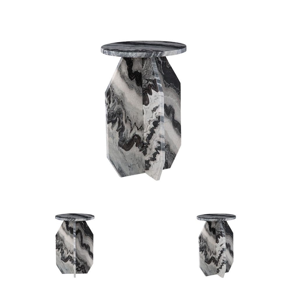 Wrenlane 15 in. Black Round Marble End Table - thumbnail 7