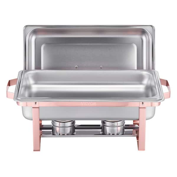 Chafing Dish Buffet Set, 8 qt. 2 Pack, Stainless Steel Chafer with 2 Full Size Pans, Rectangle Catering Warmer Server
