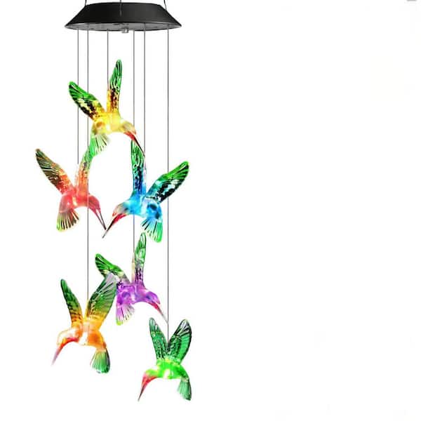 Cubilan Solar Wind Chime, Color Changing Wind Chimes Hummingbird, LED Decorative Mobile Waterproof Outdoor Decorative