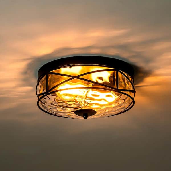 Rennnsan Wendy 11.9 in. 2-Light Black Flush Mount Mid