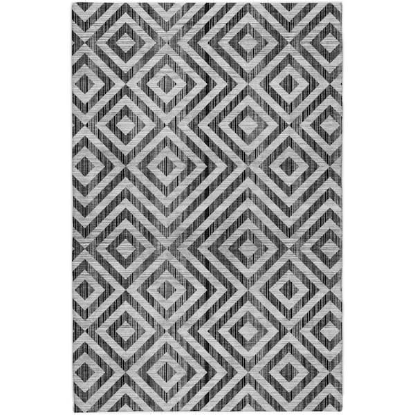 Dream Shag Premium Machine Washable Abstract ADS733 Black 9 ft. x 12 ft. Area Rug