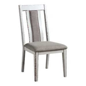 Shumard Weathered White and Warm Gray Polyester Padded Dining Side Chair (Set of 2)