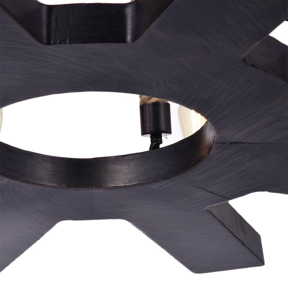 Brownish Black 30" Wood 8-Light Candle Style Chandelier