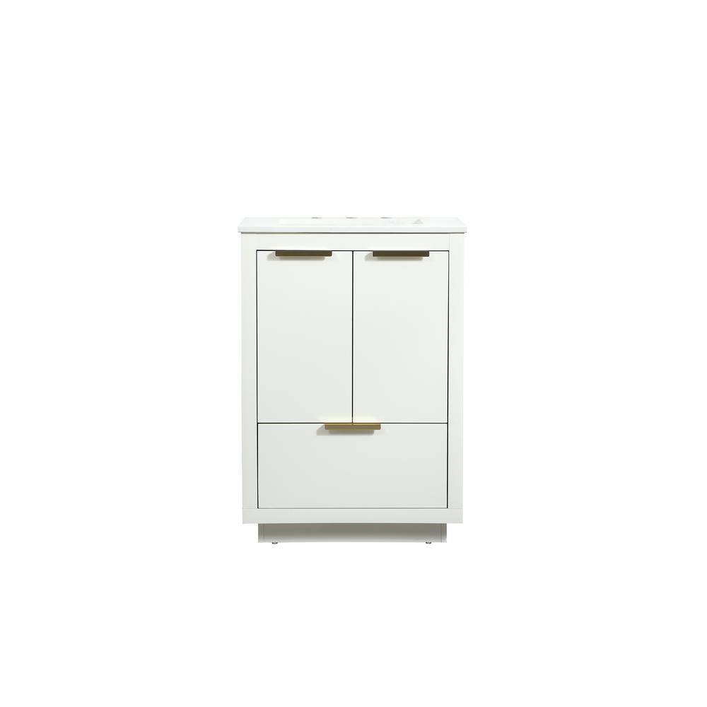 Timeless Home 24 in. W Single Bath Vanity in White with Engineered ...