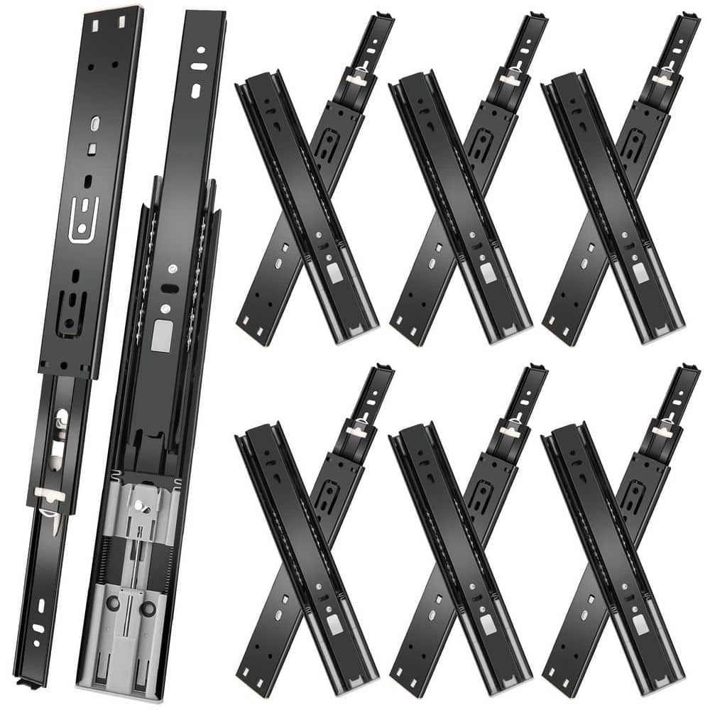 3-Fold Full Extension 12 in. Black Steel Undermount Soft-Close Heavy Duty Side Mount Drawer Slides 6 Pairs price history on PriceWatchPro