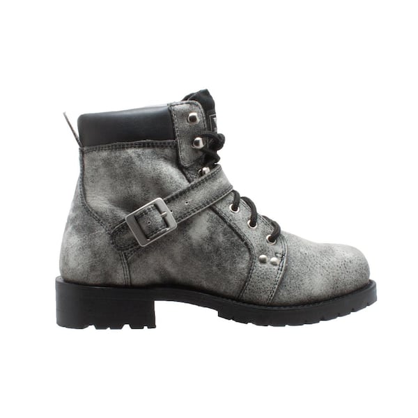 RideTecs Men's Size 12 Stonewash Black Grain Leather 6 in. Motorcycle Boots