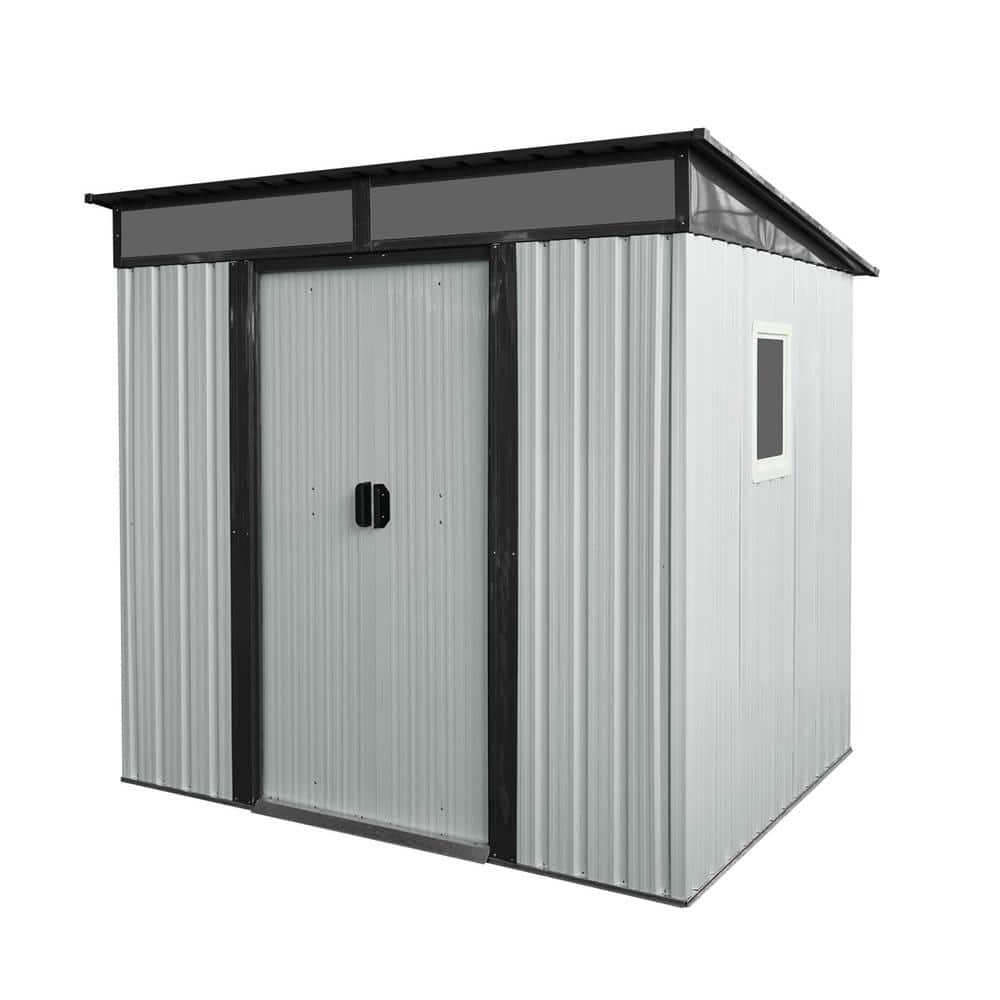 6 ft. W x 5 ft. D Outdoor Metal Storage Shed with Metal Foundation and Tran