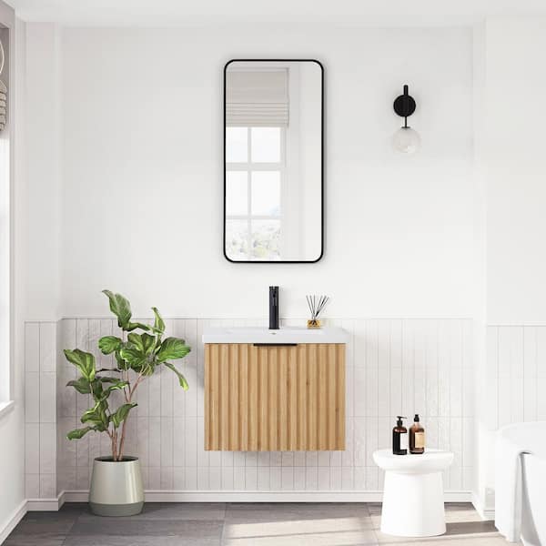 ROSWELL Manila 24 in. W x 18.1 in. D x 19.3 in. H Single Sink Bath Vanity in Washed Ash Grey with White Ceramic Basin Top