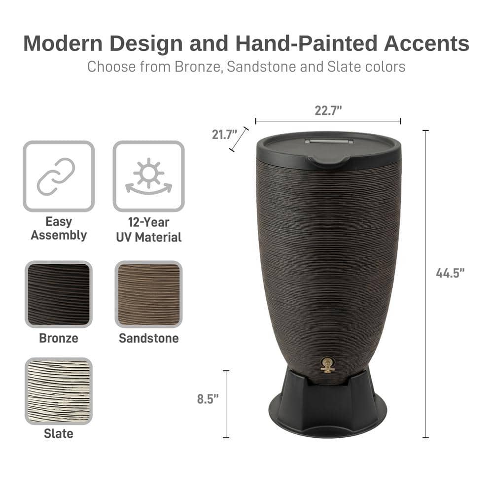 Newport Bronze 50 Gallon Rain Barrel with Stand