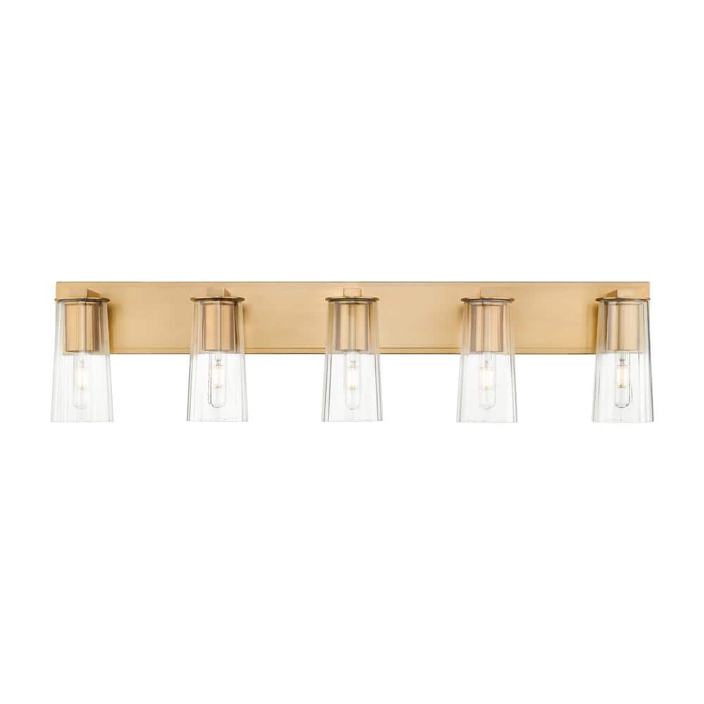 Modern Gold 5-Light Dimmable Cylinder Vanity Fixture